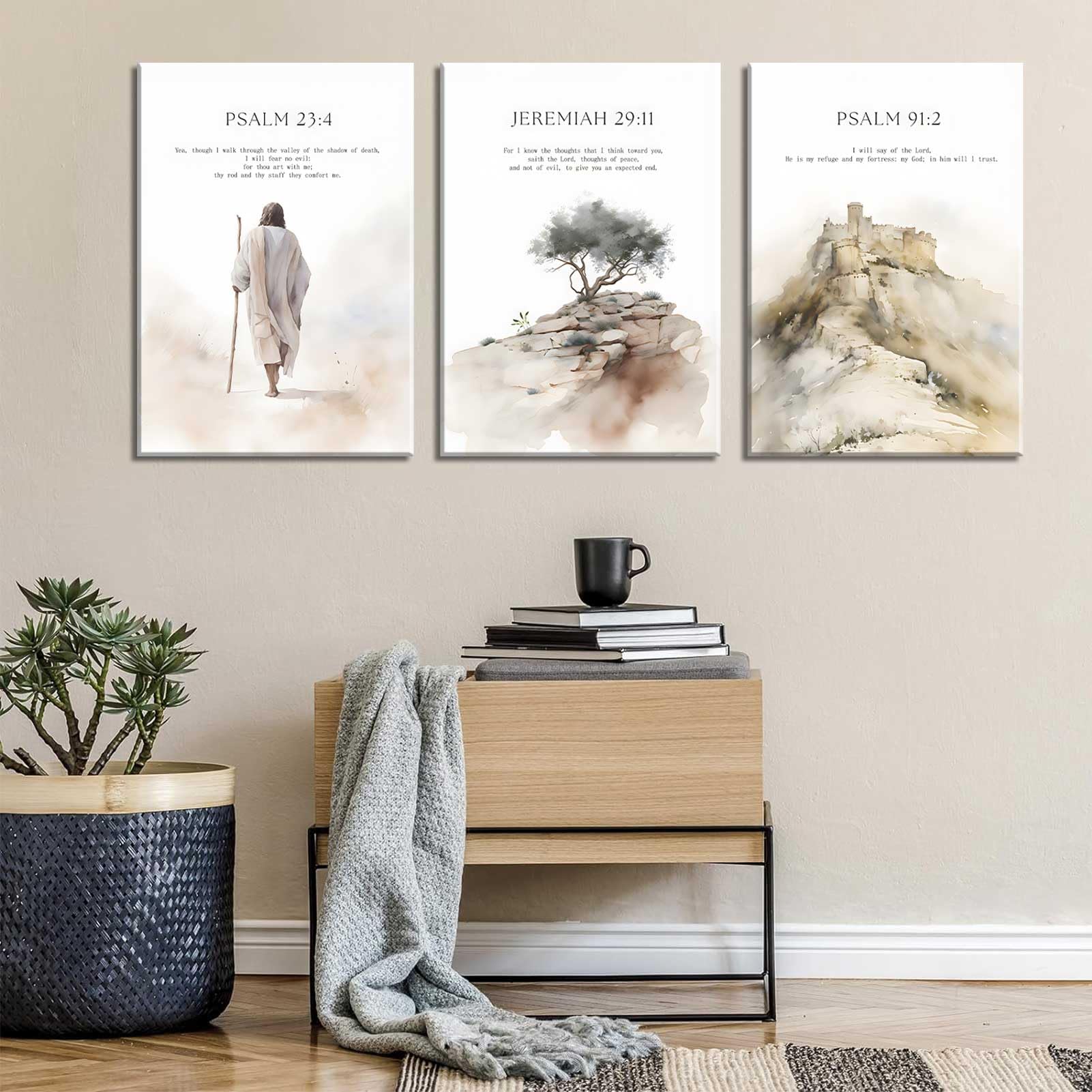 3Pcs Framed Jesus Wall Art Christian Bible Verse Canvas Posters Prints Minimalist Bible Stories Scripture Wall Decor Pictures Re
